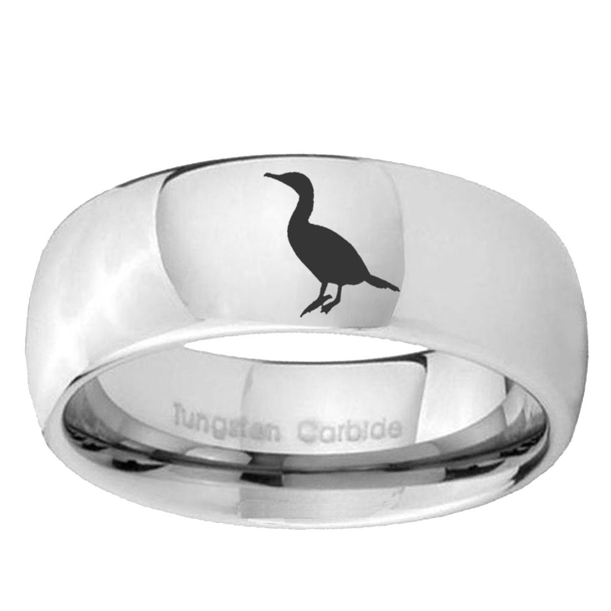 5MM Cormorant Dome Polish Silver Tungsten Custom Engraved Ring