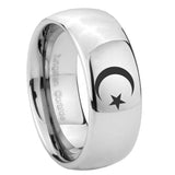 10mm-Crescent-Moon-Stars-Mirror-Dome-Tungsten-Carbide-Men's-Promise-Rings