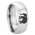 8MM Elephant Dome Polish Silver Tungsten Comfort Fit Ring