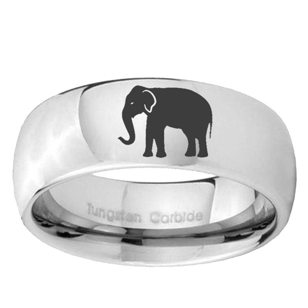 5MM Elephant Dome Polish Silver Tungsten Comfort Fit Ring
