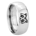 8MM Raccoon Dome Polish Silver Tungsten Wedding Band Men