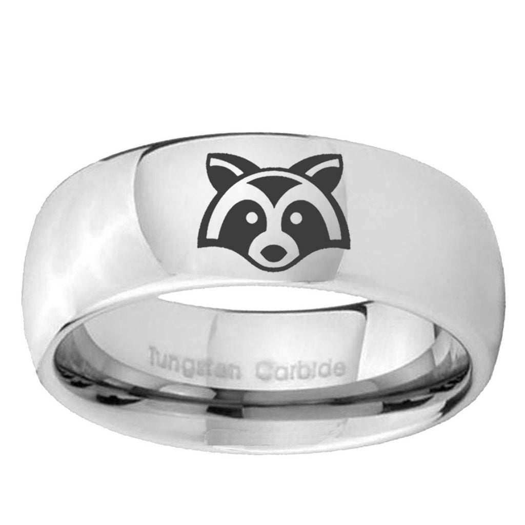 5MM Raccoon Dome Polish Silver Tungsten Wedding Band Men