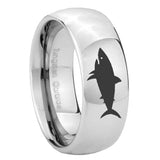 8mm Shark Mirror Dome Tungsten Carbide Mens Ring Engraved