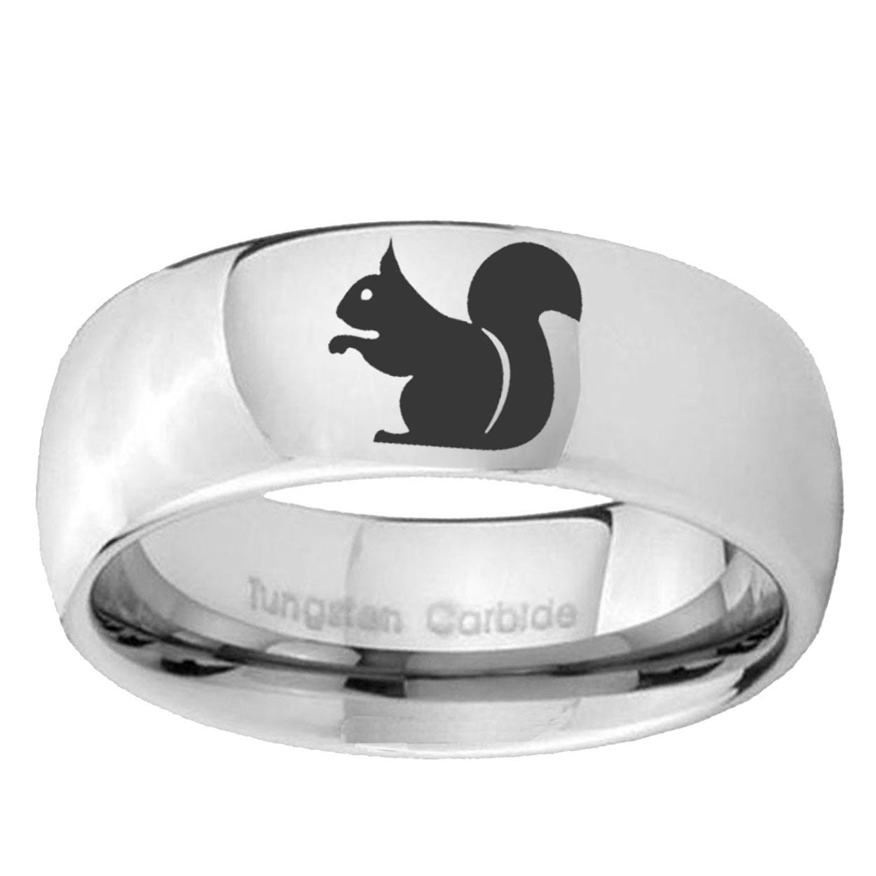 5MM Squirrel Dome Polish Silver Tungsten Engravable Ring