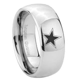 8mm-Cowboys-Star-Mirror-Dome-Tungsten-Carbide-Mens-Ring-Engraved