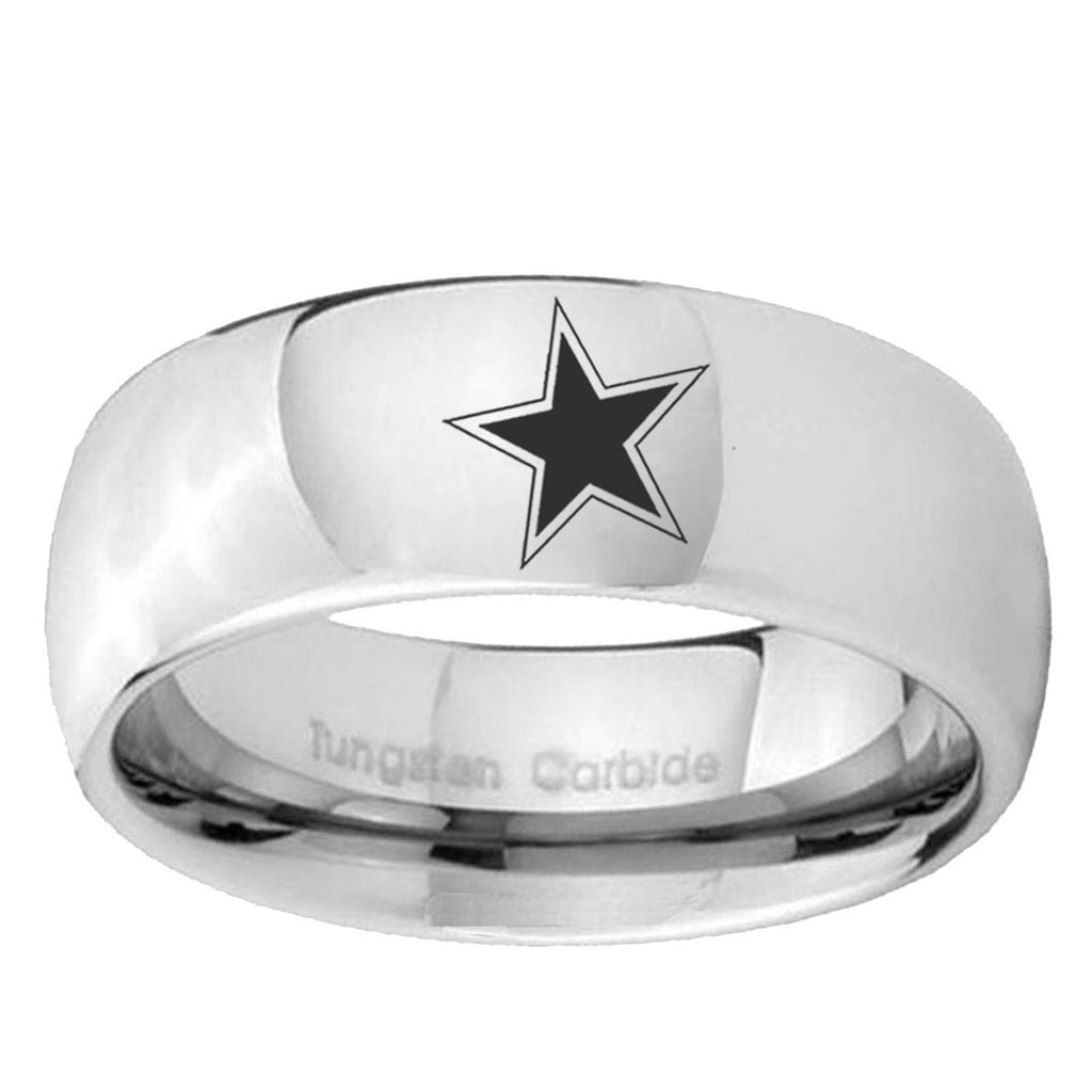 10mm Cowboys Star Mirror Dome Tungsten Ring