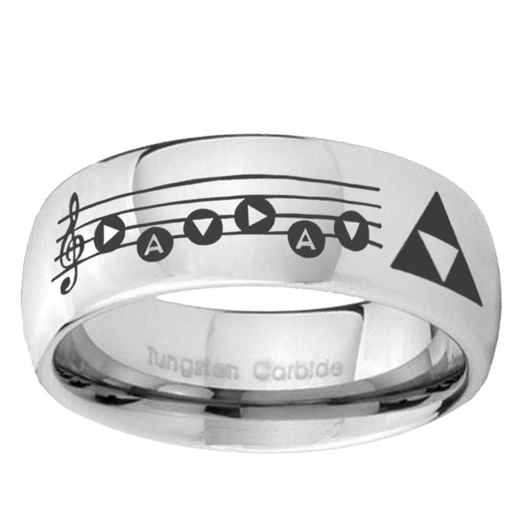 5MM Ocarina Songs Zelda Dome Polish Silver Tungsten Wedding Band