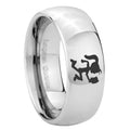 8MM Hatchet Woman Dome Polish Silver Tungsten Men And Women Ring