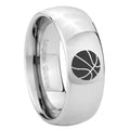 8MM Basketball Dome Polish Silver Tungsten Mens Ring
