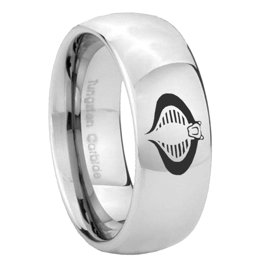 8MM Cobra Dome Polish Silver Tungsten Ring For Men