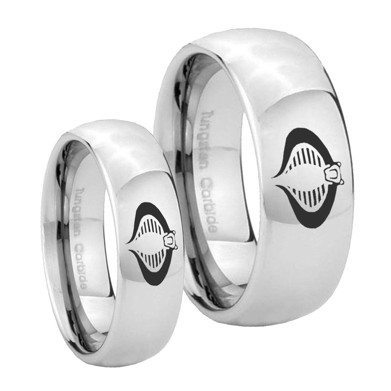 Cobra Mirror Dome Tungsten Mens Ring Set