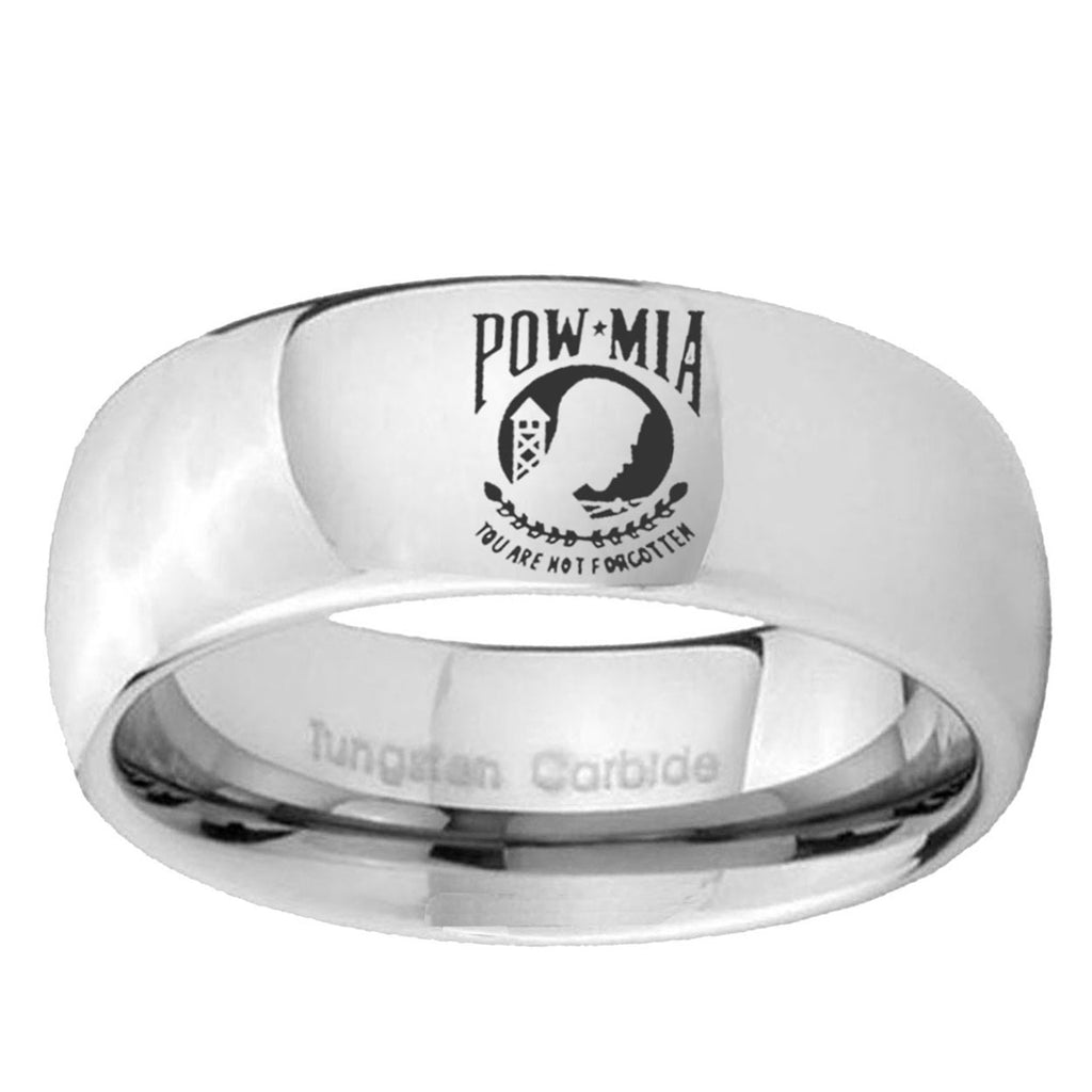 10mm Military Pow Mirror Dome Tungsten Ring