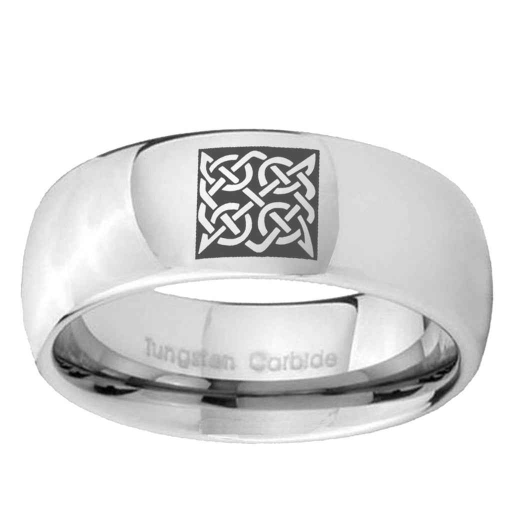 5MM Celtic Design Dome Polish Silver Tungsten Promise Ring Guys