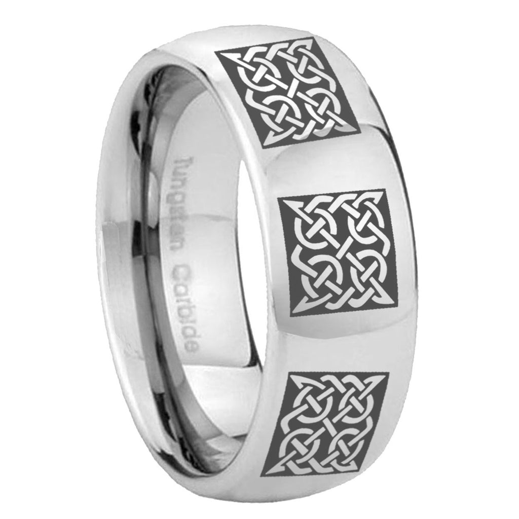 10mm Multiple Celtic Mirror Dome Tungsten Carbide Rings for Men