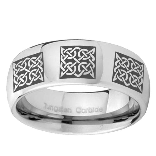 10mm Multiple Celtic Mirror Dome Tungsten Ring