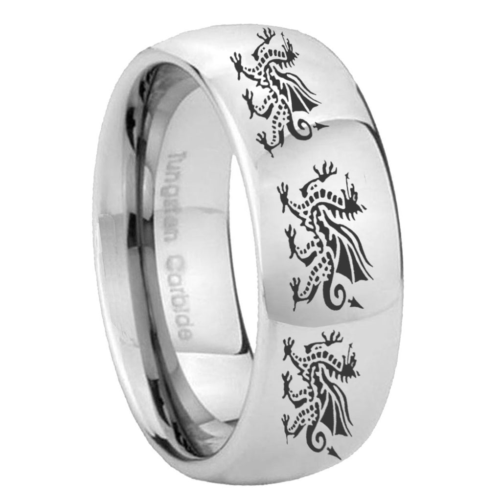 10mm Multiple Dragon Mirror Dome Tungsten Carbide Men's Promise Rings
