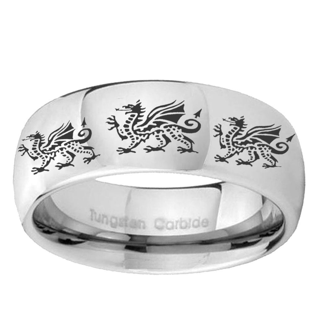 10mm Multiple Dragon Mirror Dome Tungsten Ring