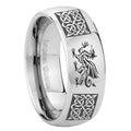 8MM Multiple Dragon Celtic Dome Polish Silver Tungsten Wedding Band