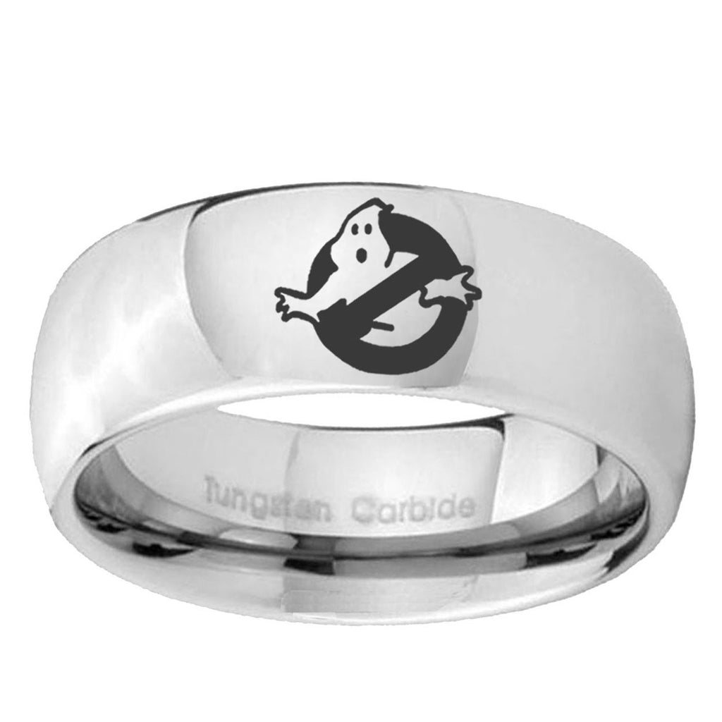 5MM Ghostbusters Dome Polish Silver Tungsten Male Wedding Band
