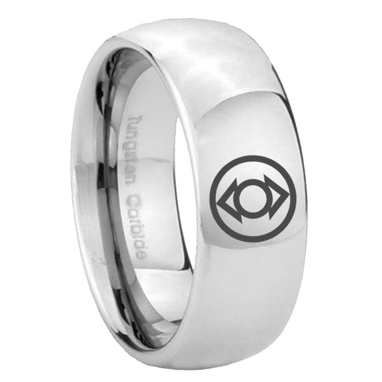 8MM Indigo Lantern Dome Polish Silver Tungsten Mens Wedding Ring