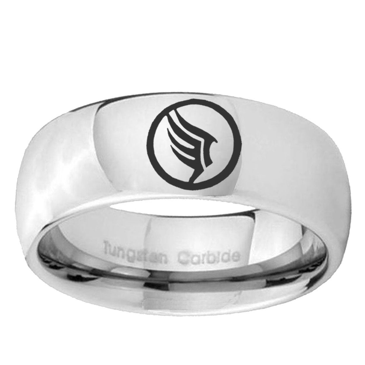 10mm Classic Mirror Dome Mass Effect Tungsten Carbide Silver Men's Ring