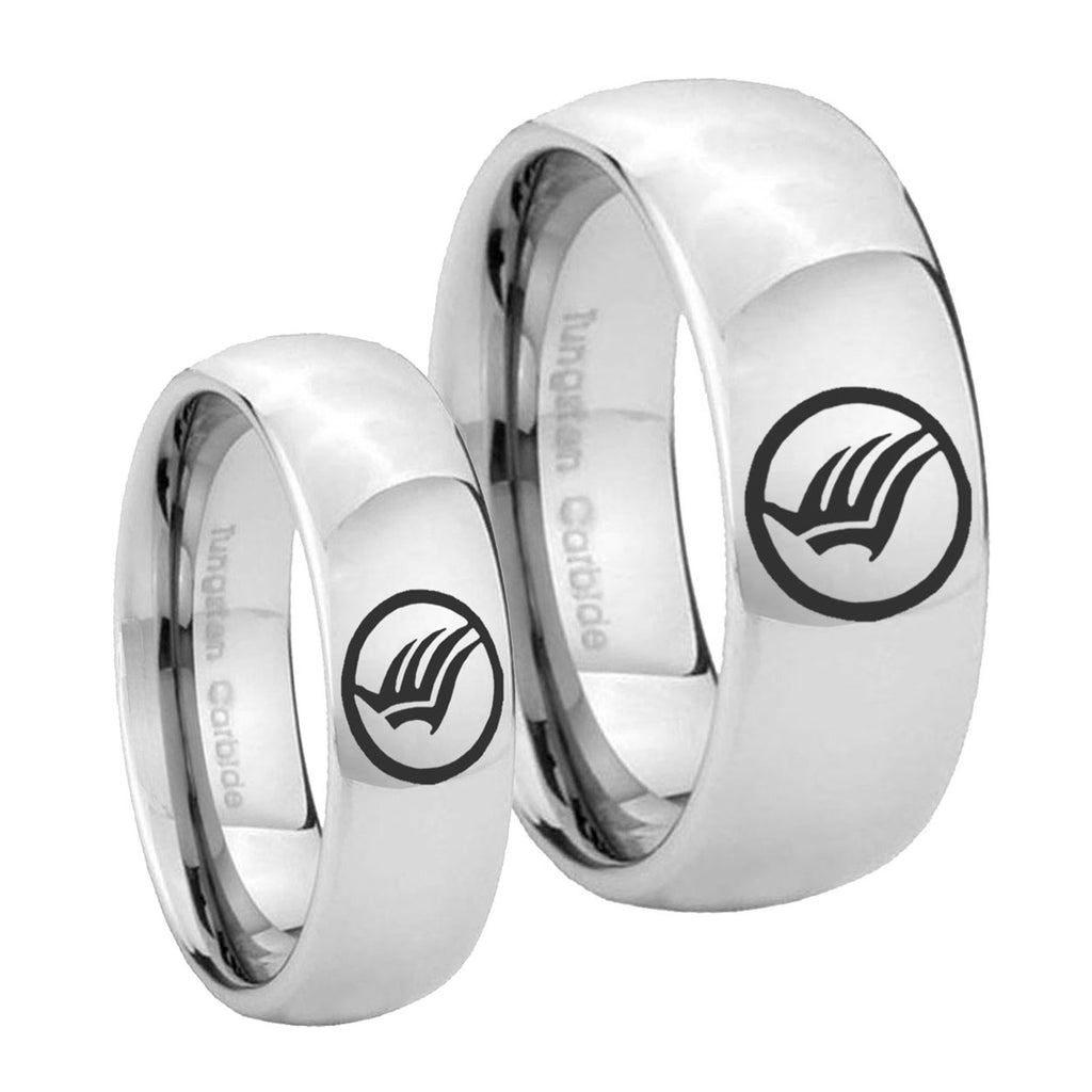 Classic Mirror Dome Mass Effect Tungsten Mens Ring Set