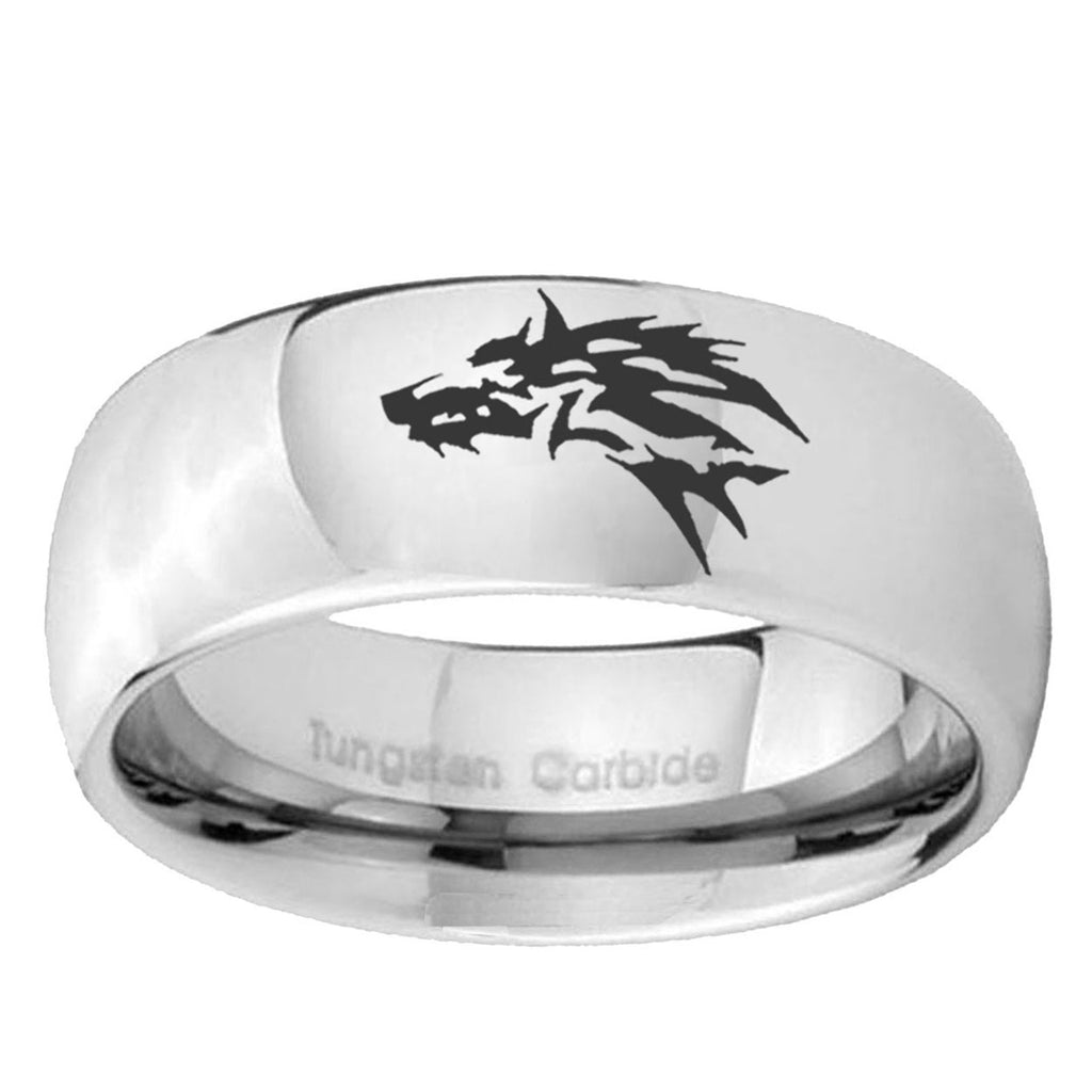5MM Wolf Dome Polish Silver Tungsten Promise Ring