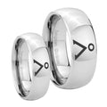 Stargate Mirror Dome Tungsten Wedding Ring Set