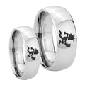 Hatchet Man Mirror Dome Tungsten Bridal Set Ring