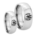 Love Power Rangers Mirror Dome Tungsten Wedding Ring Set