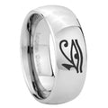 8MM Seeing Eye Dome Polish Silver Tungsten Promise Ring For Men