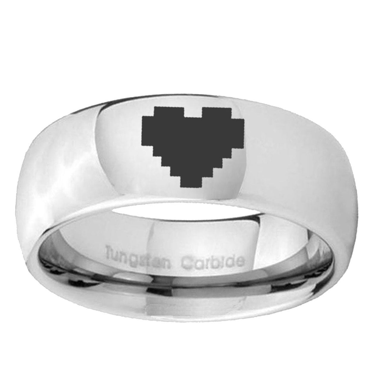 5MM Zelda Heart Dome Polish Silver Tungsten Mens Wedding Ring