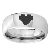 5, 8mm Classic Mirror Dome Zelda Heart Tungsten Carbide Silver Engraved Ring