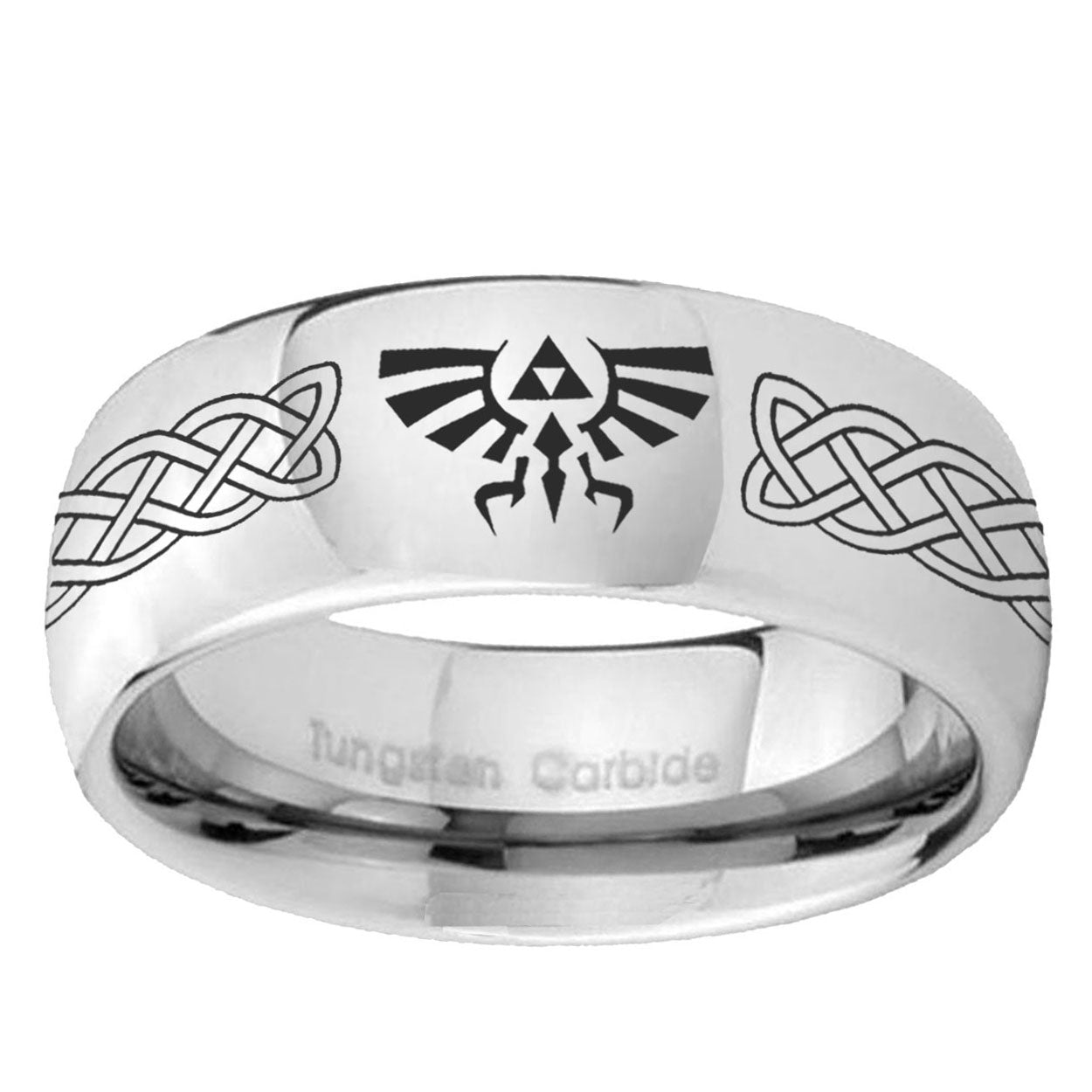 5MM Celtic Zelda Dome Polish Silver Tungsten Rings For Men