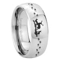 8MM Deer Hunting Dome Polish Silver Tungsten Wedding Band