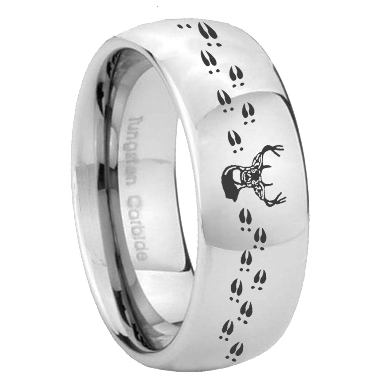 10mm Deer Antler Mirror Dome Tungsten Carbide Men's Promise Rings