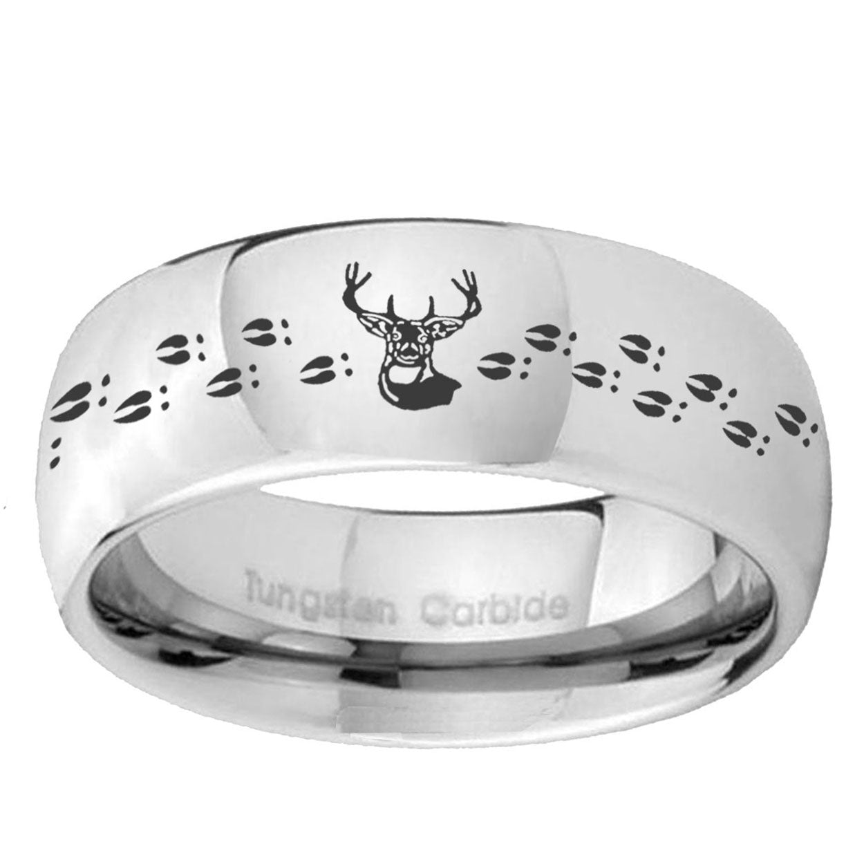 10mm Deer Antler Mirror Dome Tungsten Ring