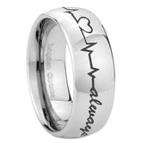 8mm Heart Beat forever Heart always Mirror Dome Tungsten Wedding Band Ring