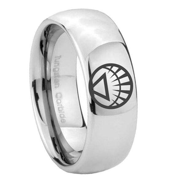 8mm White Lantern Dome Polish Silver Tungsten Wedding Bands On Hand