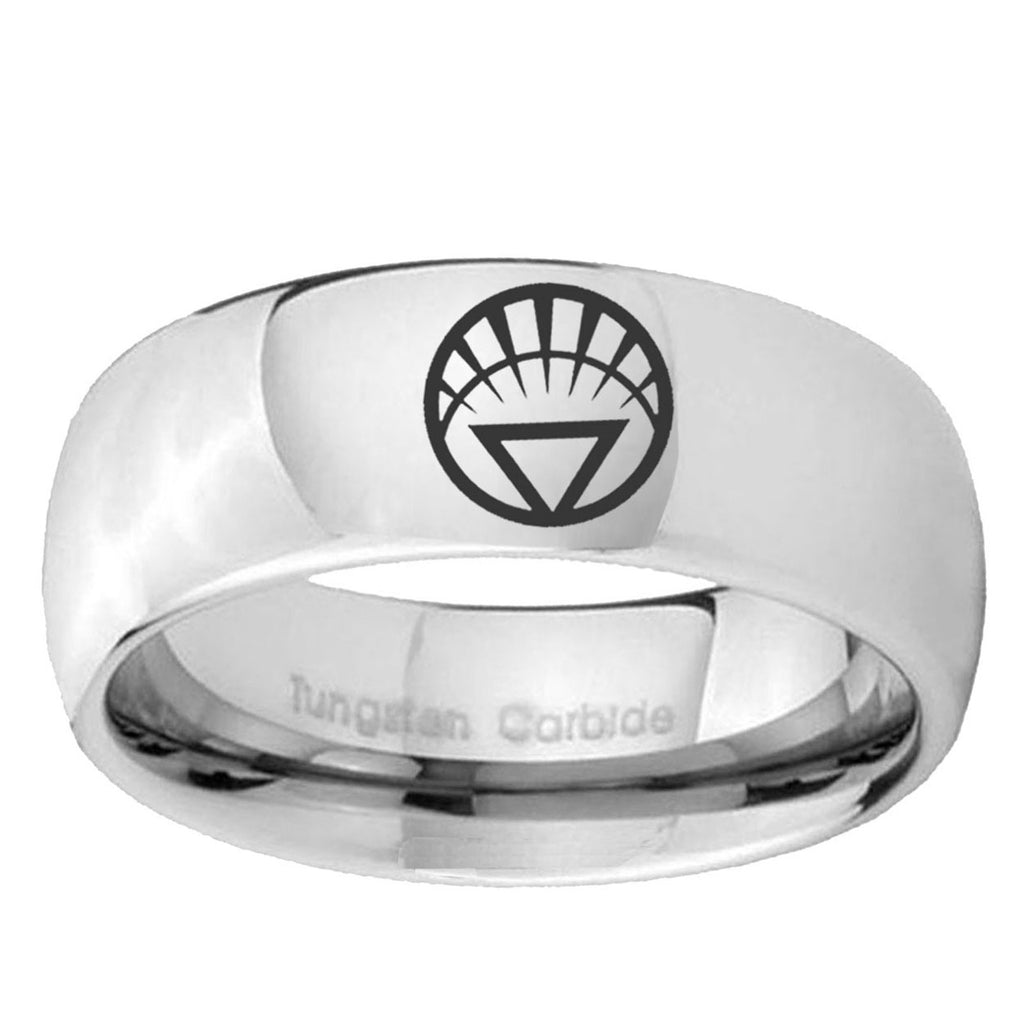 5MM White Lantern Dome Polish Silver Tungsten Mens Promise Ring