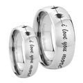 Sound Wave, I love you more Mirror Dome Tungsten Mens Ring Set