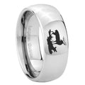8MM Deer Hunting Dome Polish Silver Tungsten Custom Ring