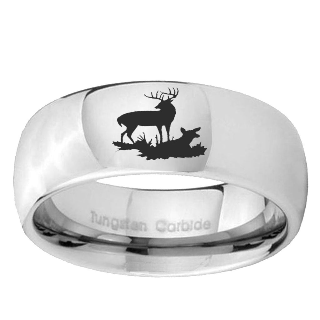 5MM Deer Hunting Dome Polish Silver Tungsten Custom Ring