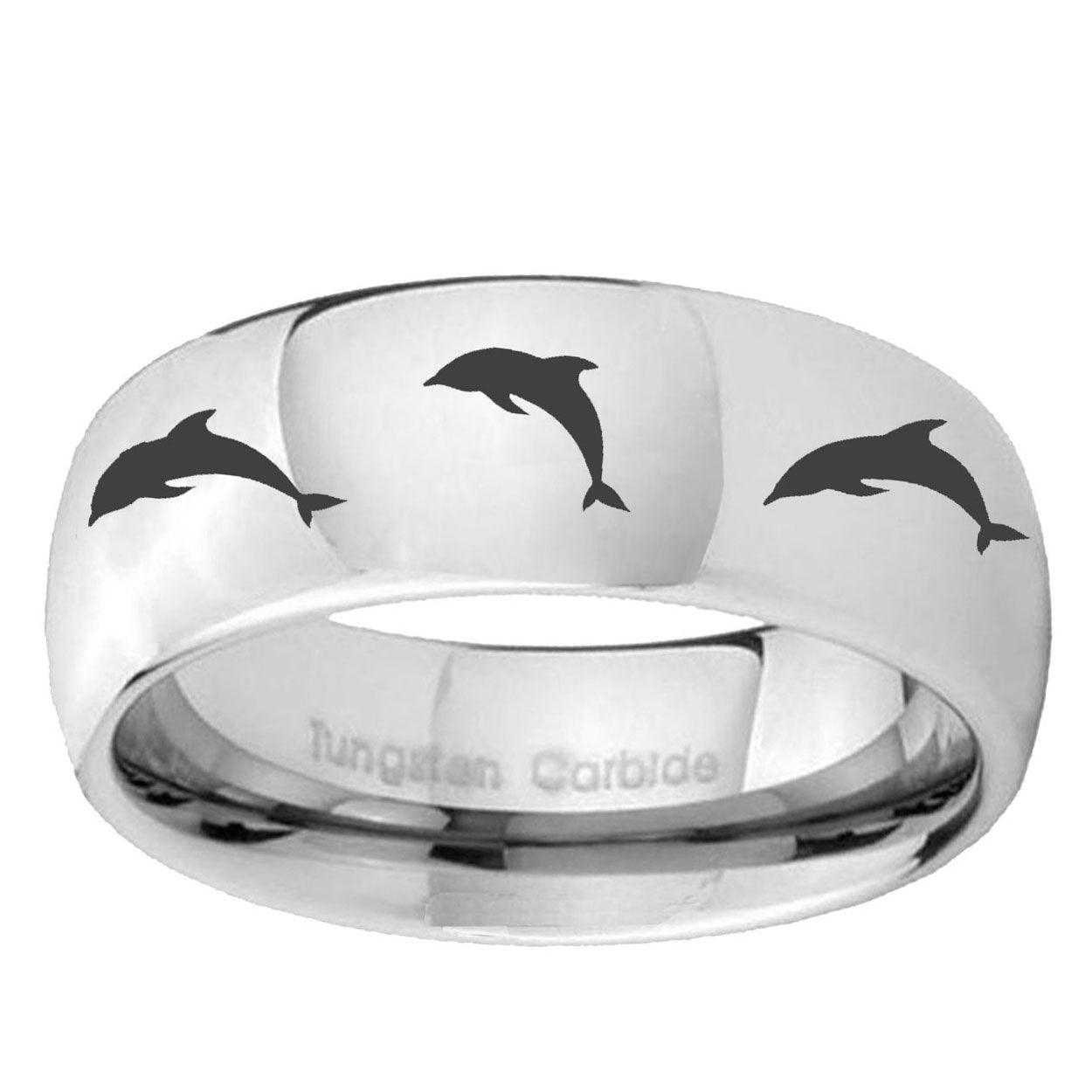 5MM Dolphins Dome Polish Silver Tungsten Rings For Men