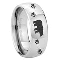 10mm Bear and Paw Mirror Dome Tungsten Carbide Mens Ring Engraved