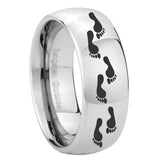 10mm Foot Print Mirror Dome Tungsten Carbide Mens Ring Engraved
