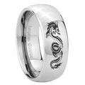 8MM Dragon Dome Polish Silver Tungsten Mens Engagement Ring