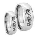 Dragon Mirror Dome Tungsten Wedding Band Set