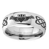 8mm-Irish-Claddagh-Mirror-Dome-Tungsten-Carbide-Custom-Ring-for-Men