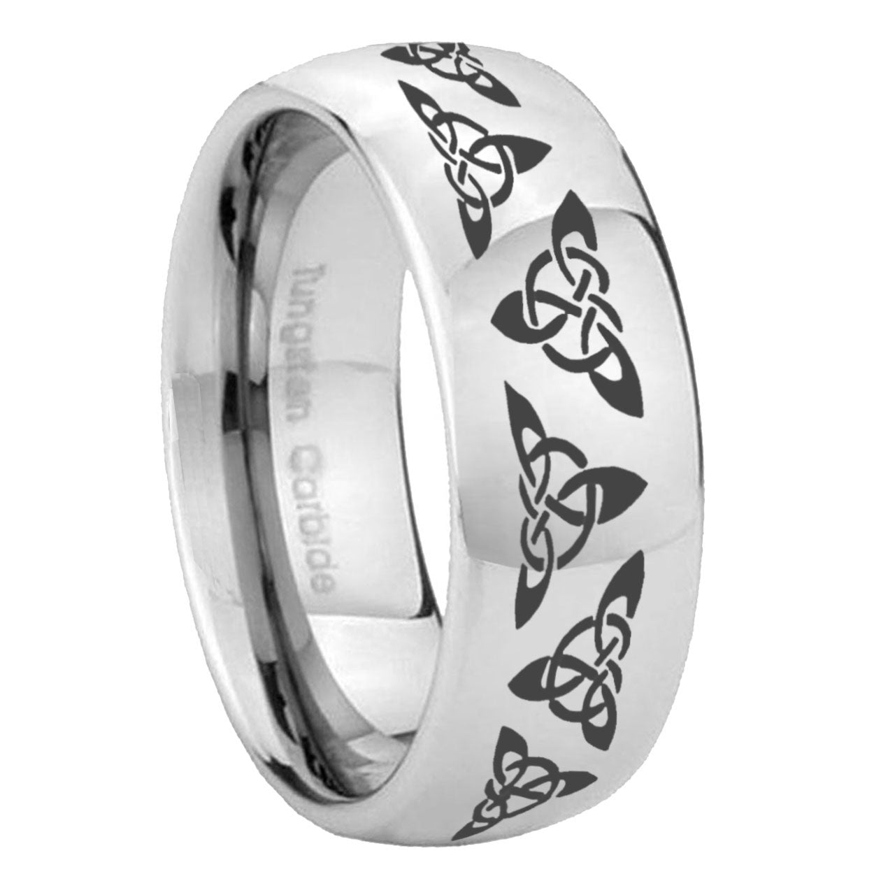 10mm Celtic Knot Mirror Dome Tungsten Carbide Men's Promise Rings